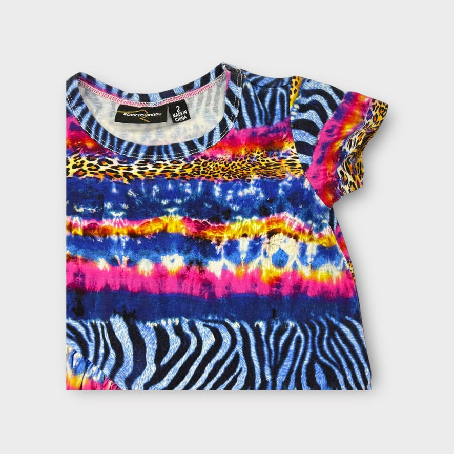 Rock Your Kid Animal Tie Dye Dress, Size 2