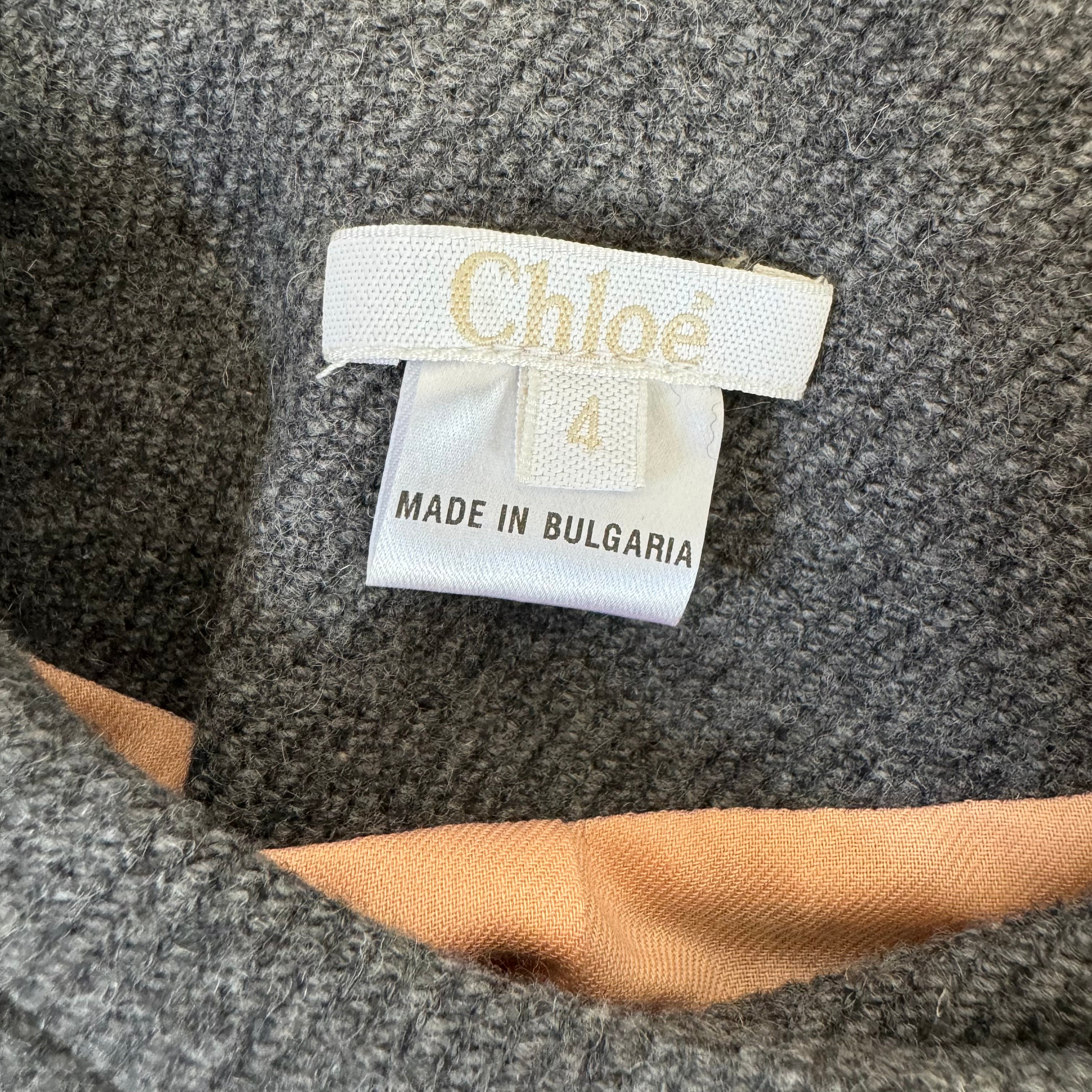 Chloe Grey Wool Blend Coat, Size 4