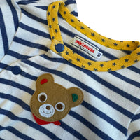 Miki House Original Stripe Bear Onesie, 9-12 months