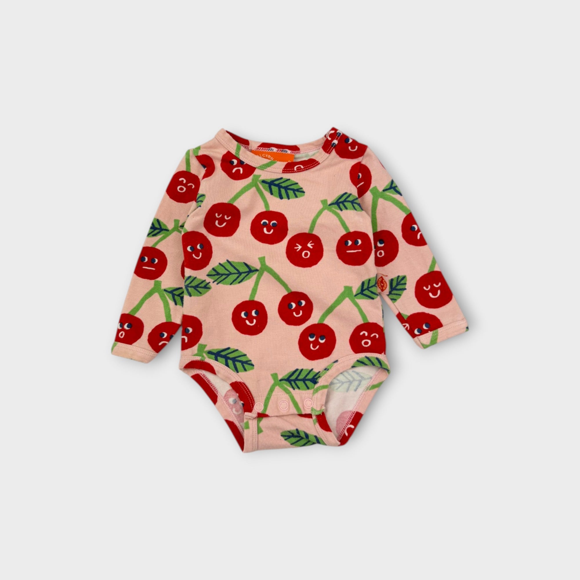 Pink & Red Halcyon Nights Cherry Print Bodysuit, Size 000