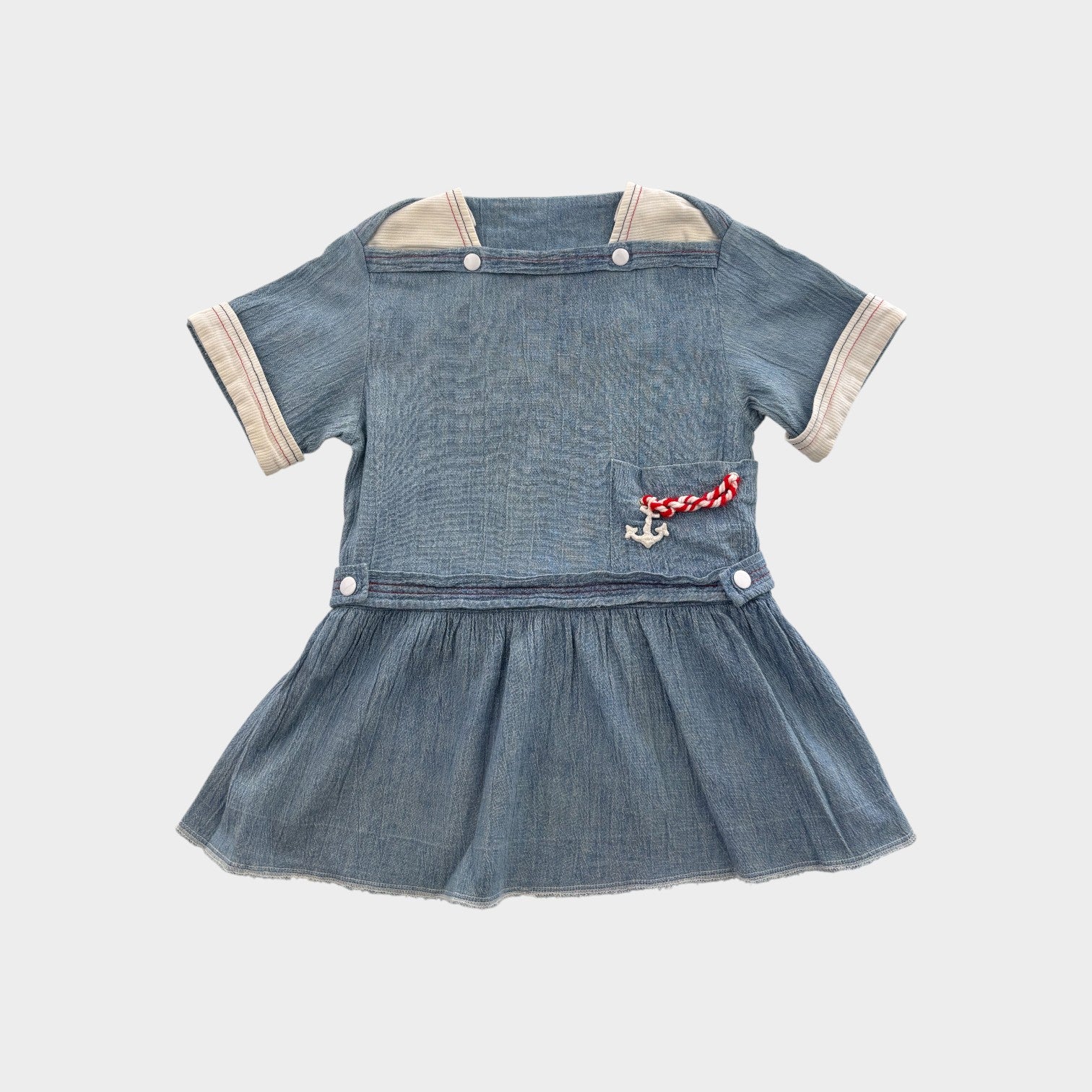 Vintage Chambray Nautical Dress, Size 2