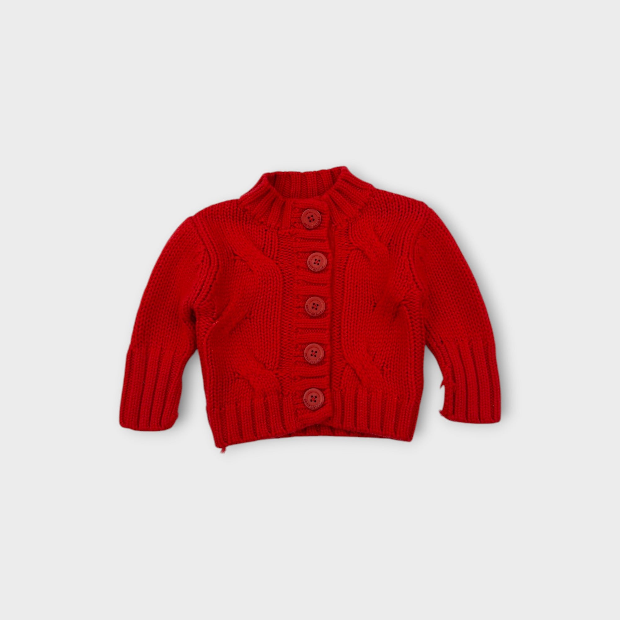 Petit Bateau Red Cable Knit Cardigan, Size 000