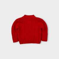 Petit Bateau Red Cable Knit Cardigan, Size 000