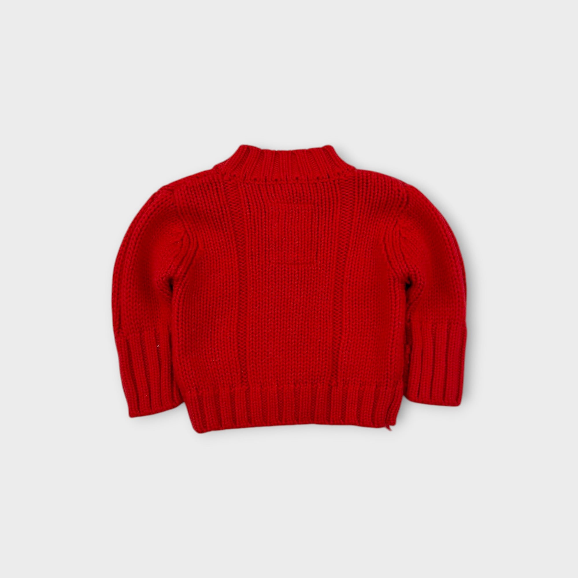 Petit Bateau Red Cable Knit Cardigan, Size 000