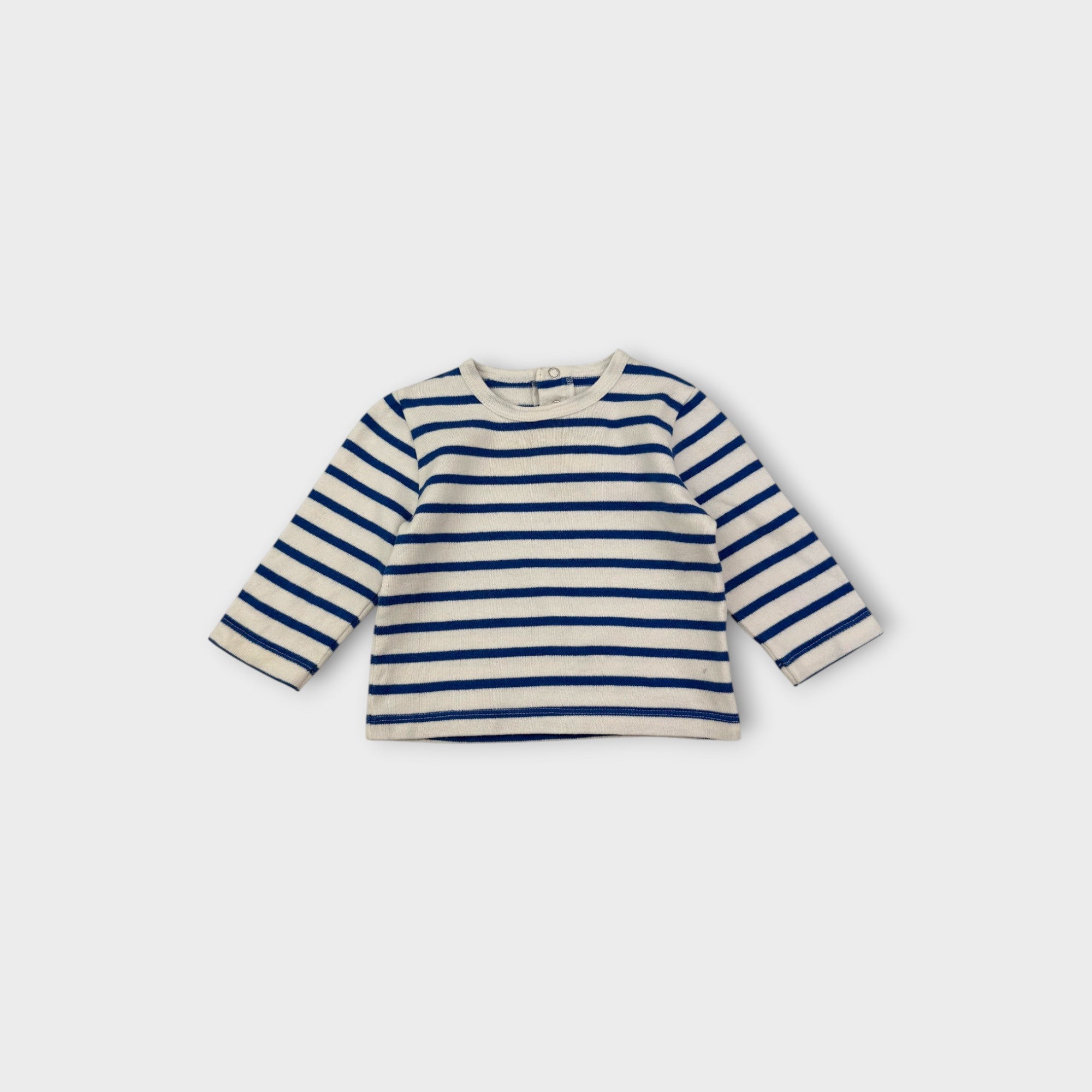Petit Bateau Stripe Blue & White Long Sleeve T-Shirt, Size 0