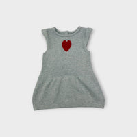 Fred Bare Grey & Red Knit Heart Dress, Size 1