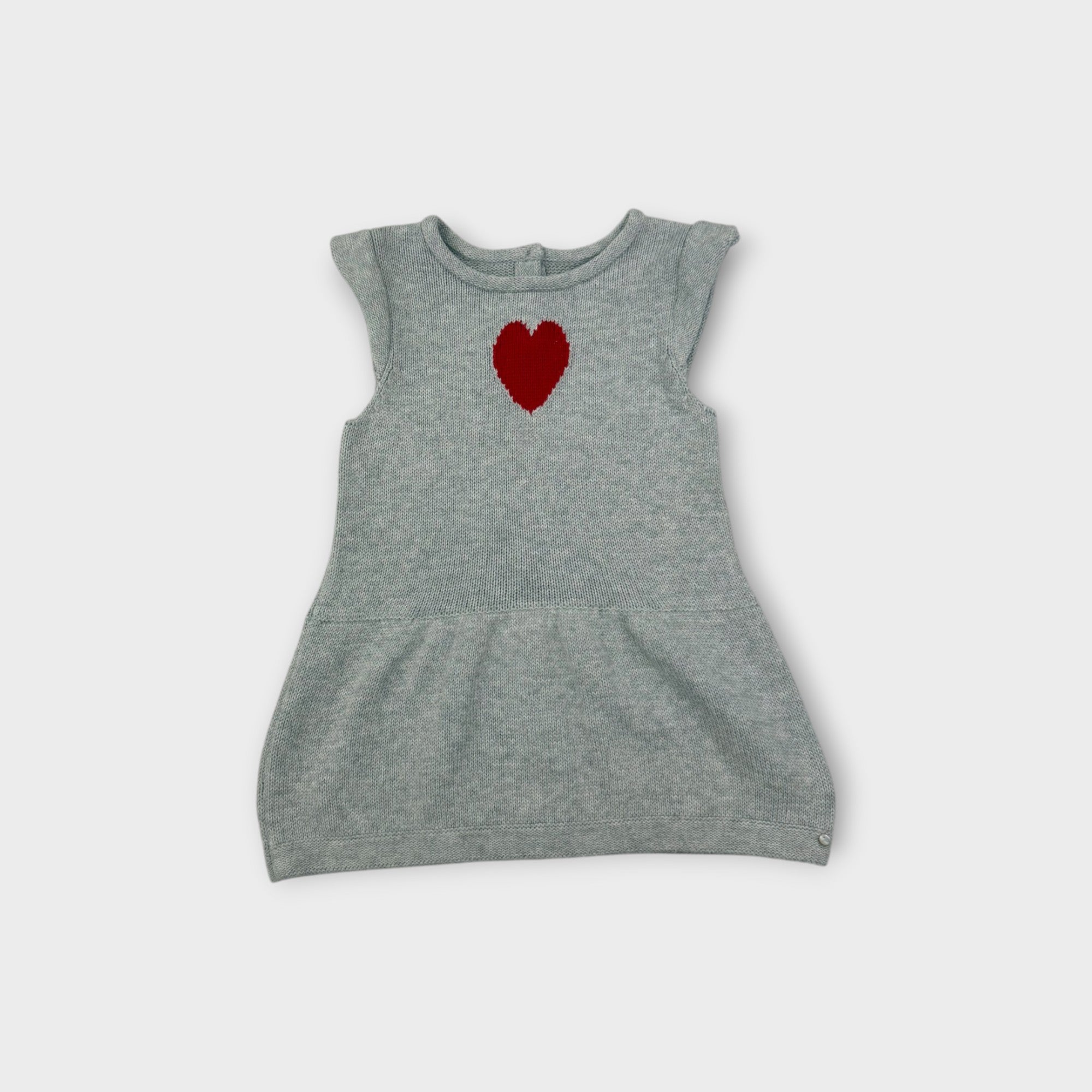 Fred Bare Grey & Red Knit Heart Dress, Size 1