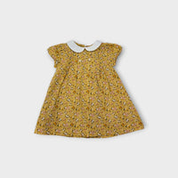 Bout'chou Cotton Print Mustard Dress & Bloomers, Size 00