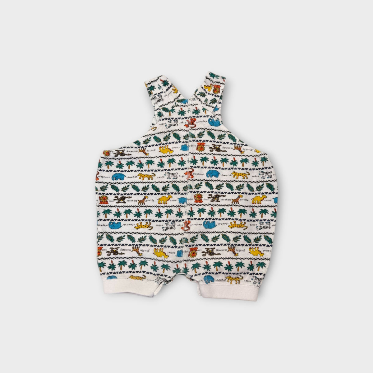 Jungle Animal Print Vintage White Shortall, Size 1