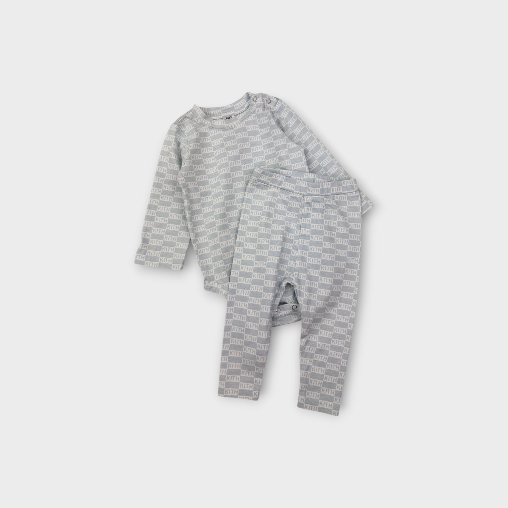 Kith Blue & White Logo Print Set, Size 0
