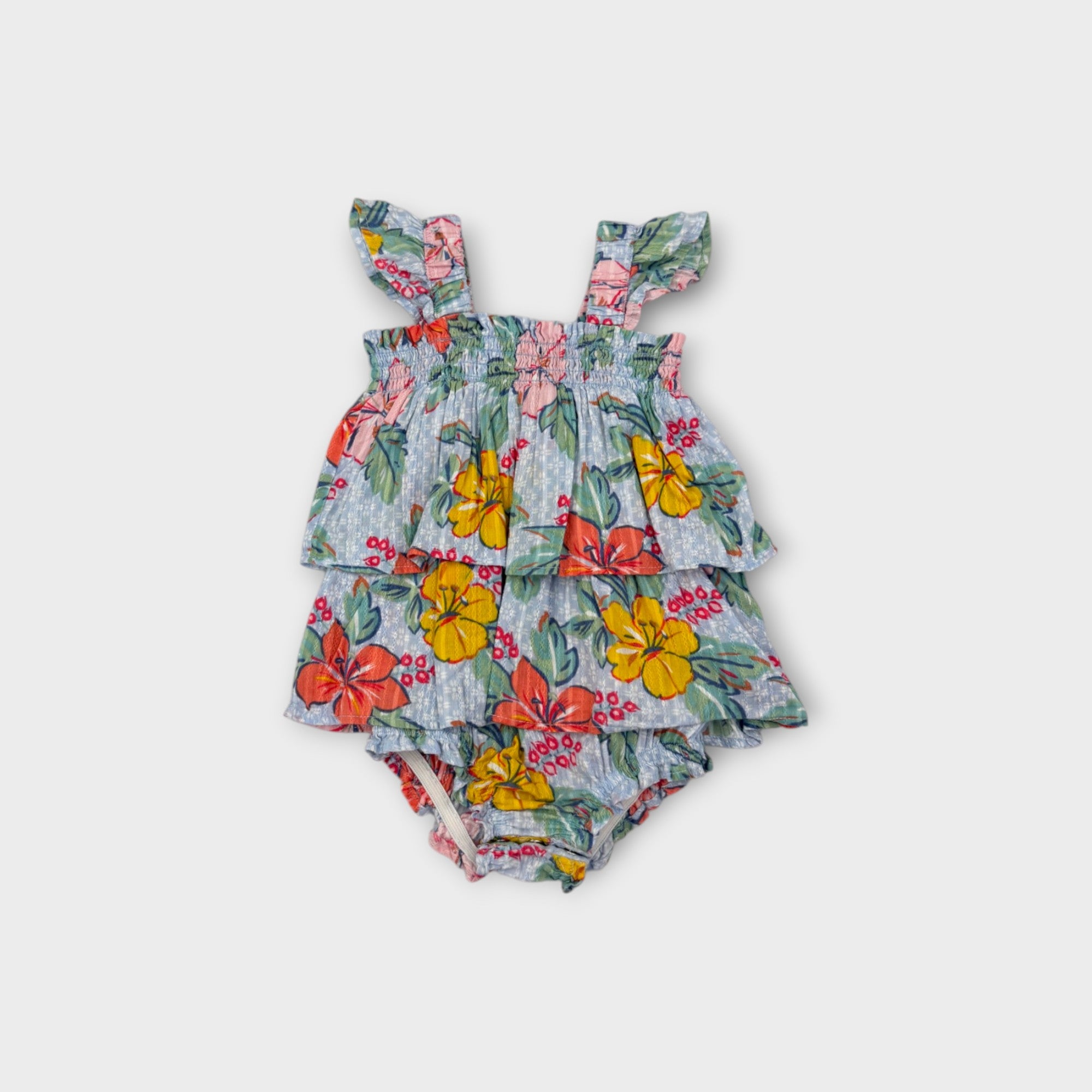 Jack & Milly Floral Tiered Romper, Size 0