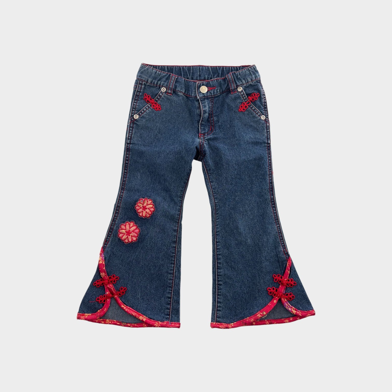 Vintage Qipao Denim Jeans, Size 2