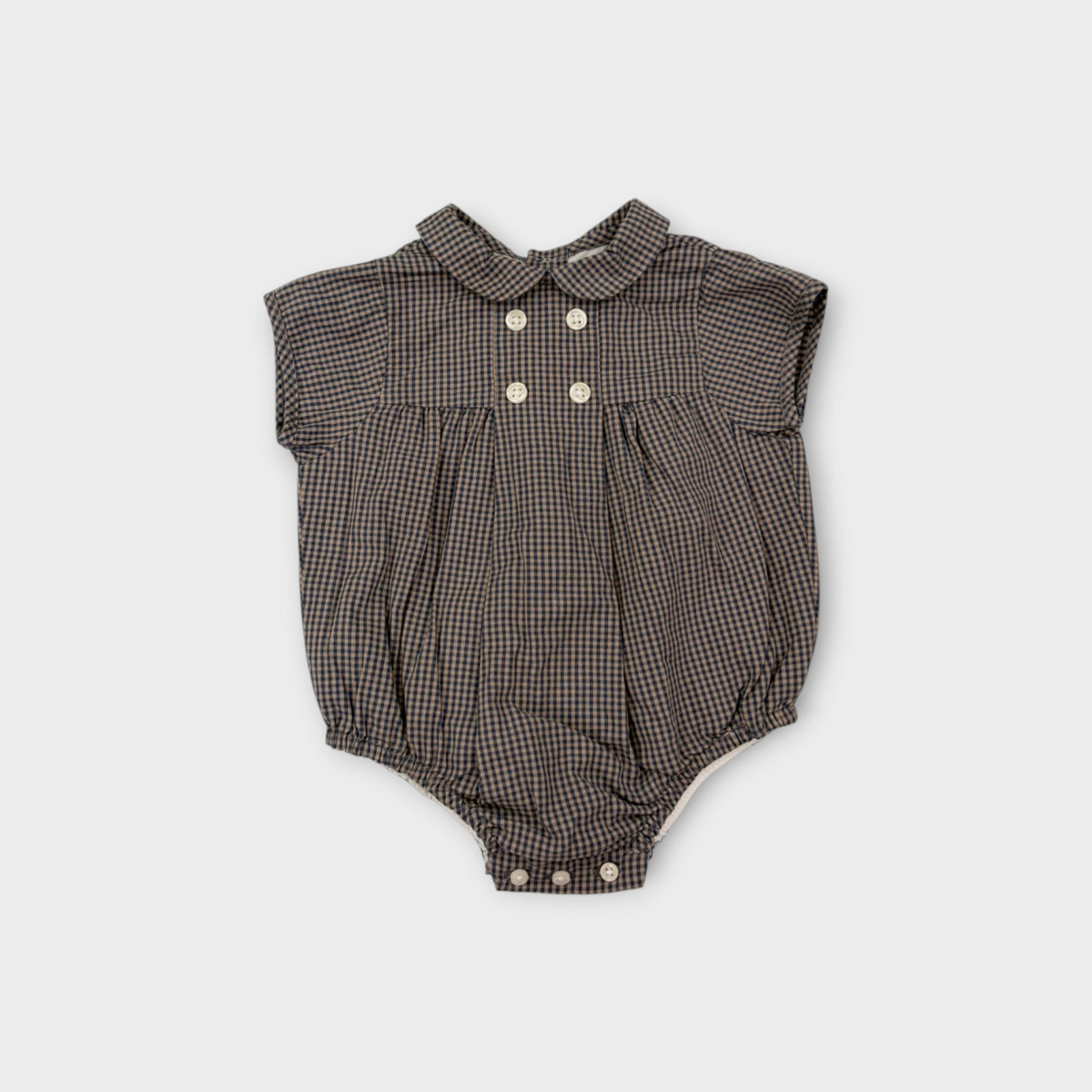 Gocco Gingham Peter Pan Collar Romper, 6-9M