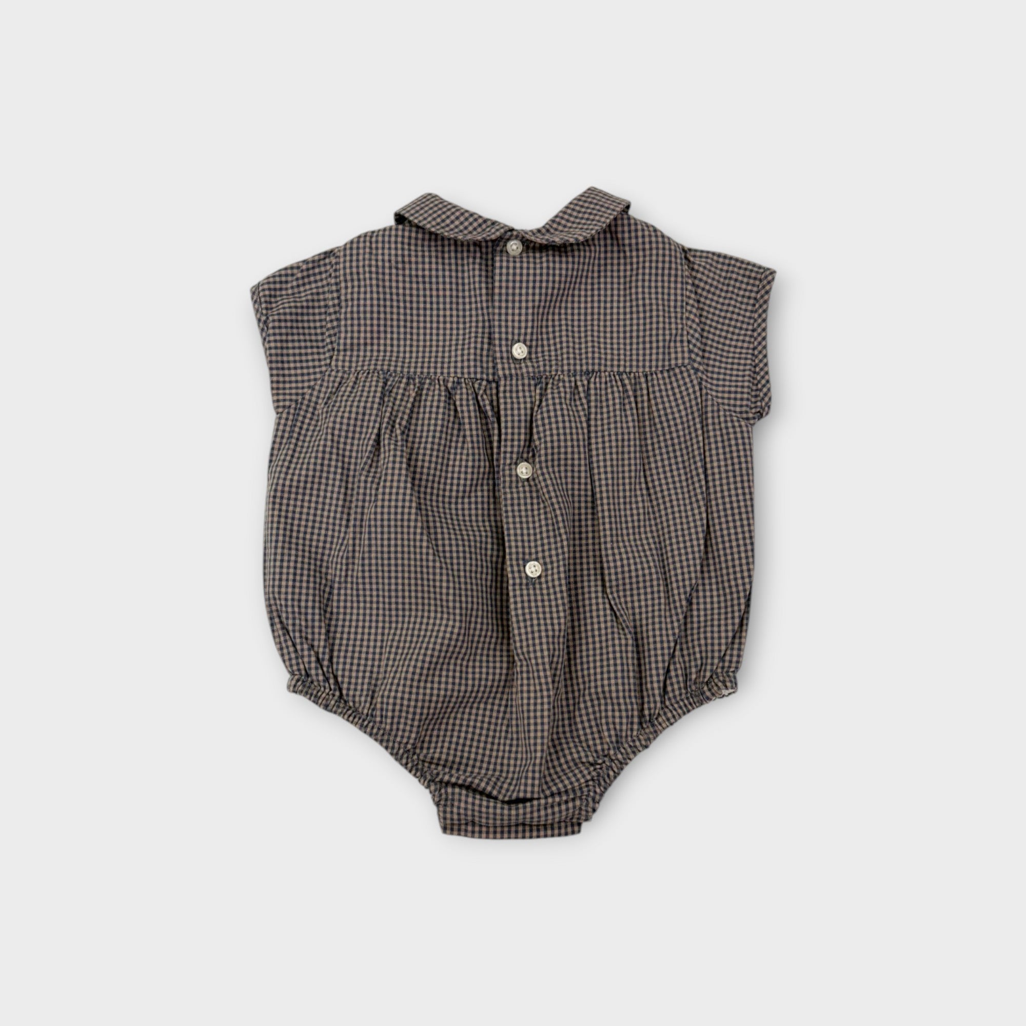 Gocco Gingham Peter Pan Collar Romper, 6-9M
