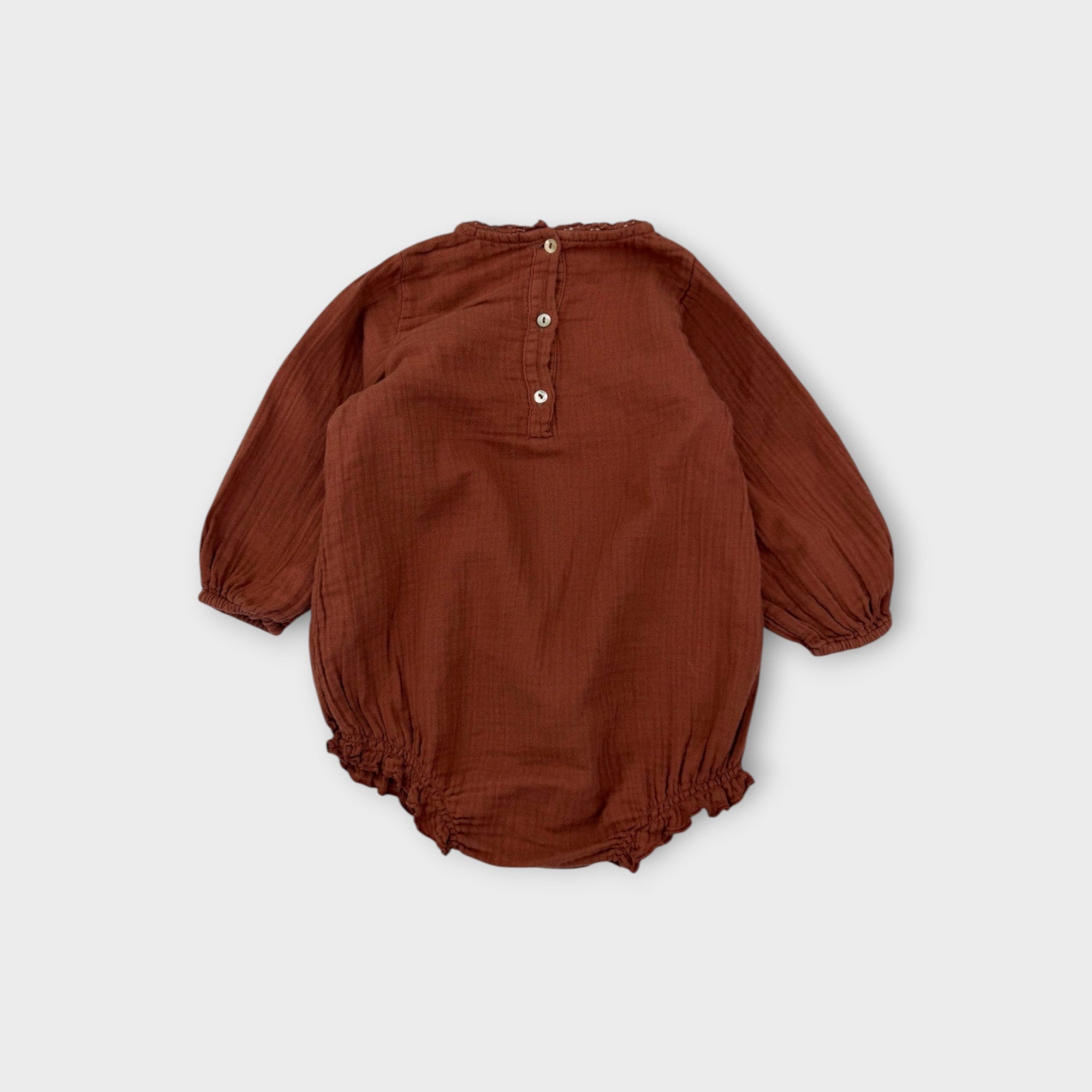 Marlot Paris Rust Muslin Romper, Size 1