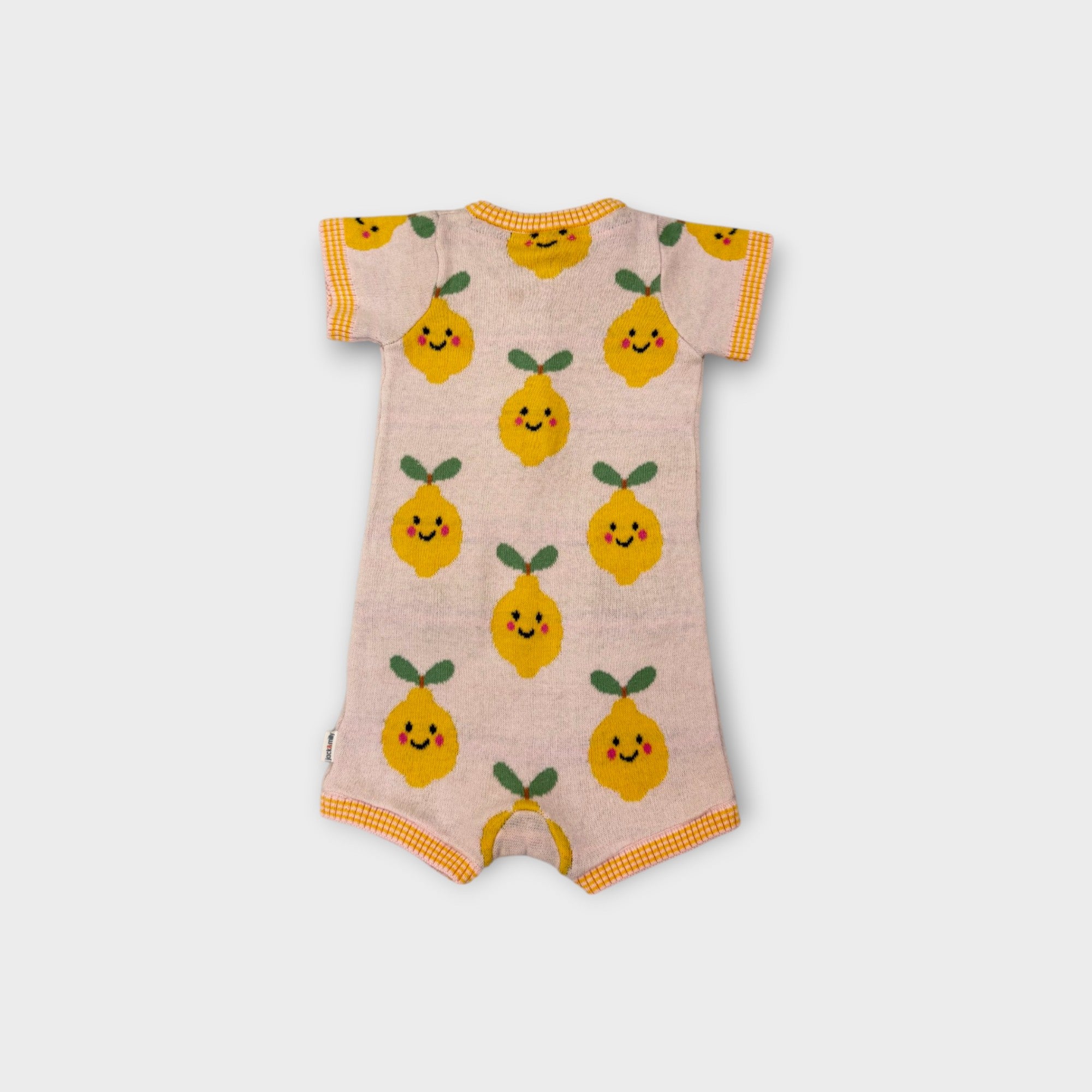 Jack & Milly Lemon Print Knit Romper, Size 000