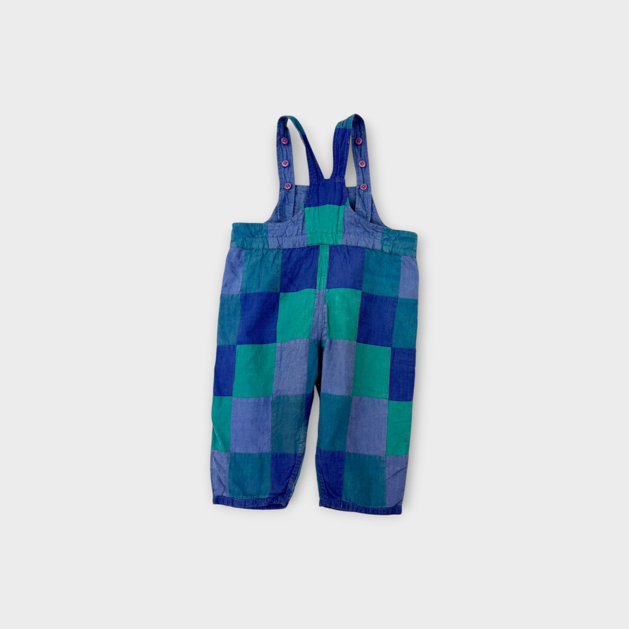 Retro Reversible Patchwork Overalls, Size 0