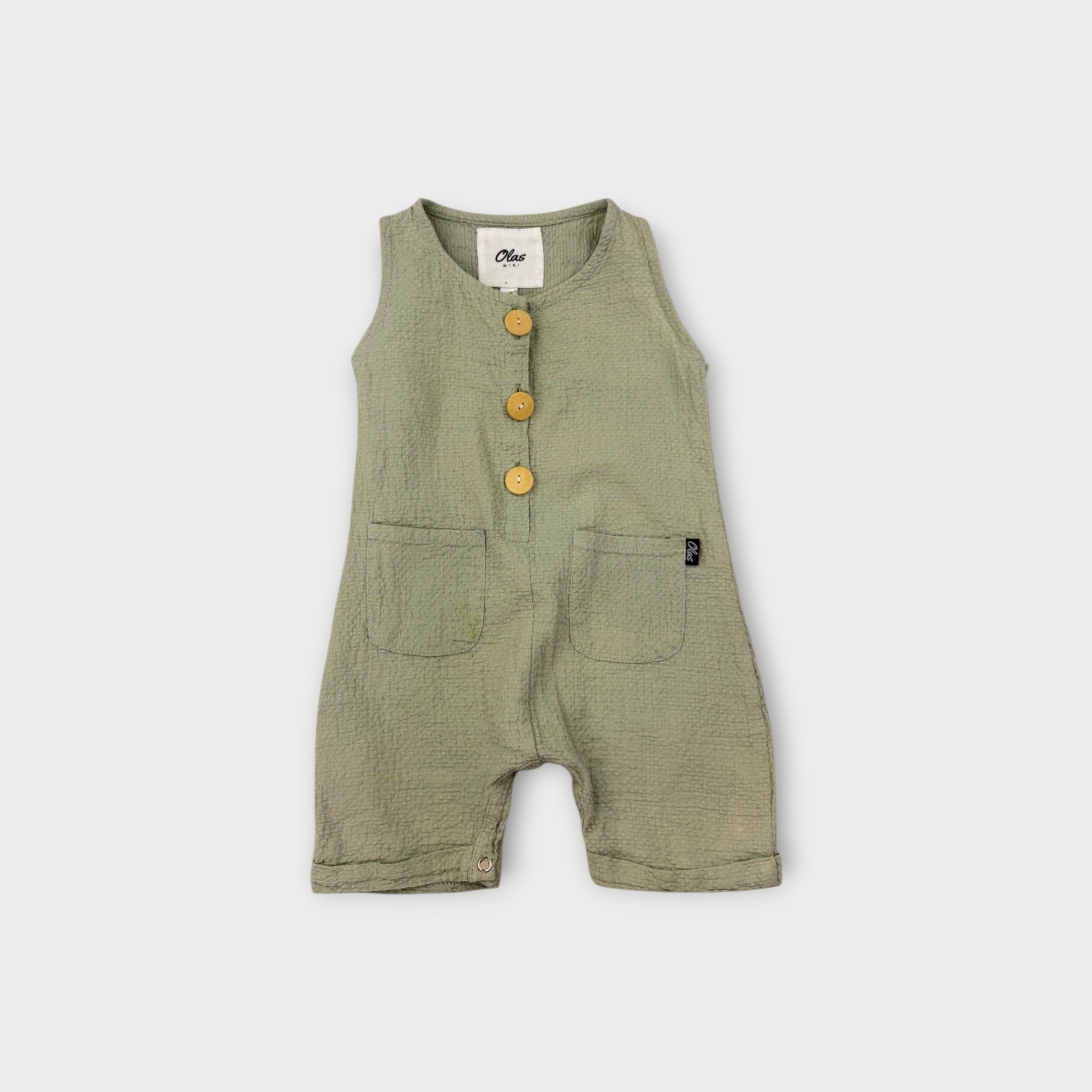 Olas Mini Seersucker Romper, Size 000