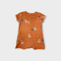 Sea Apple Puppy Print Romper, Size 00