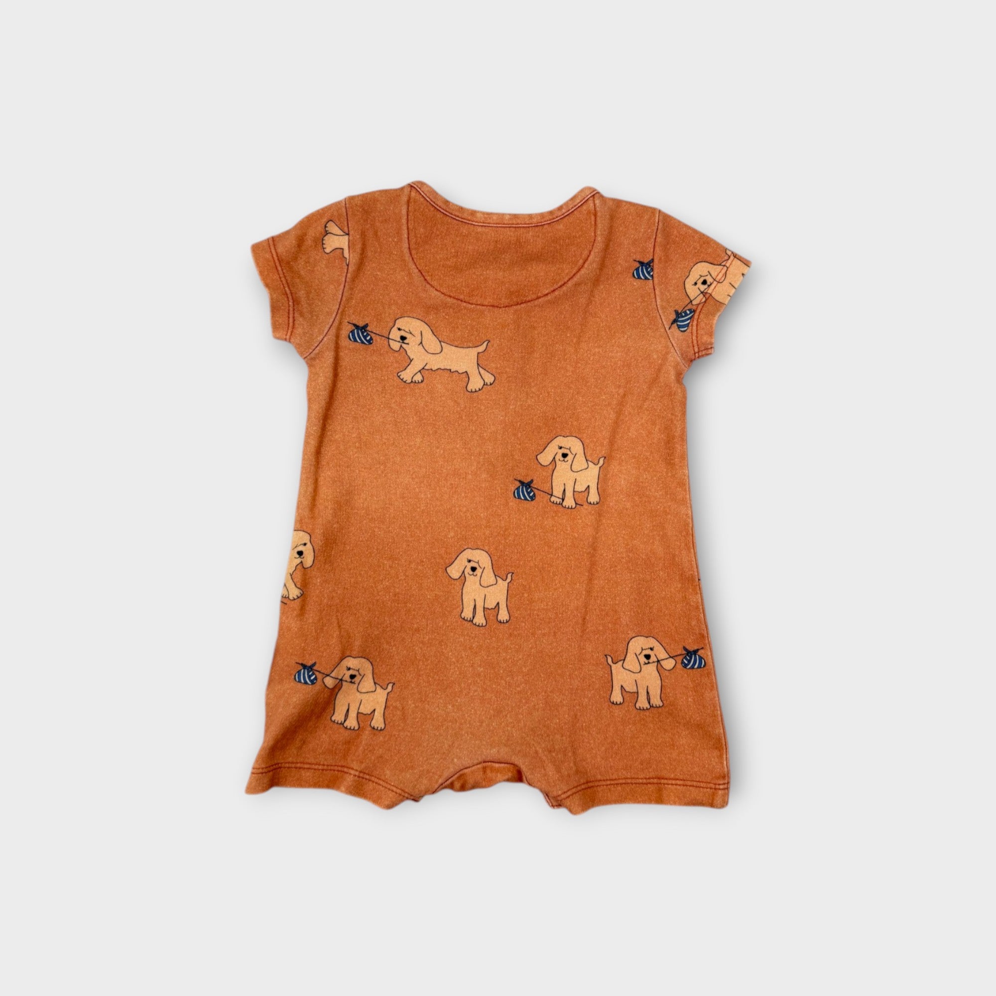Sea Apple Puppy Print Romper, Size 00