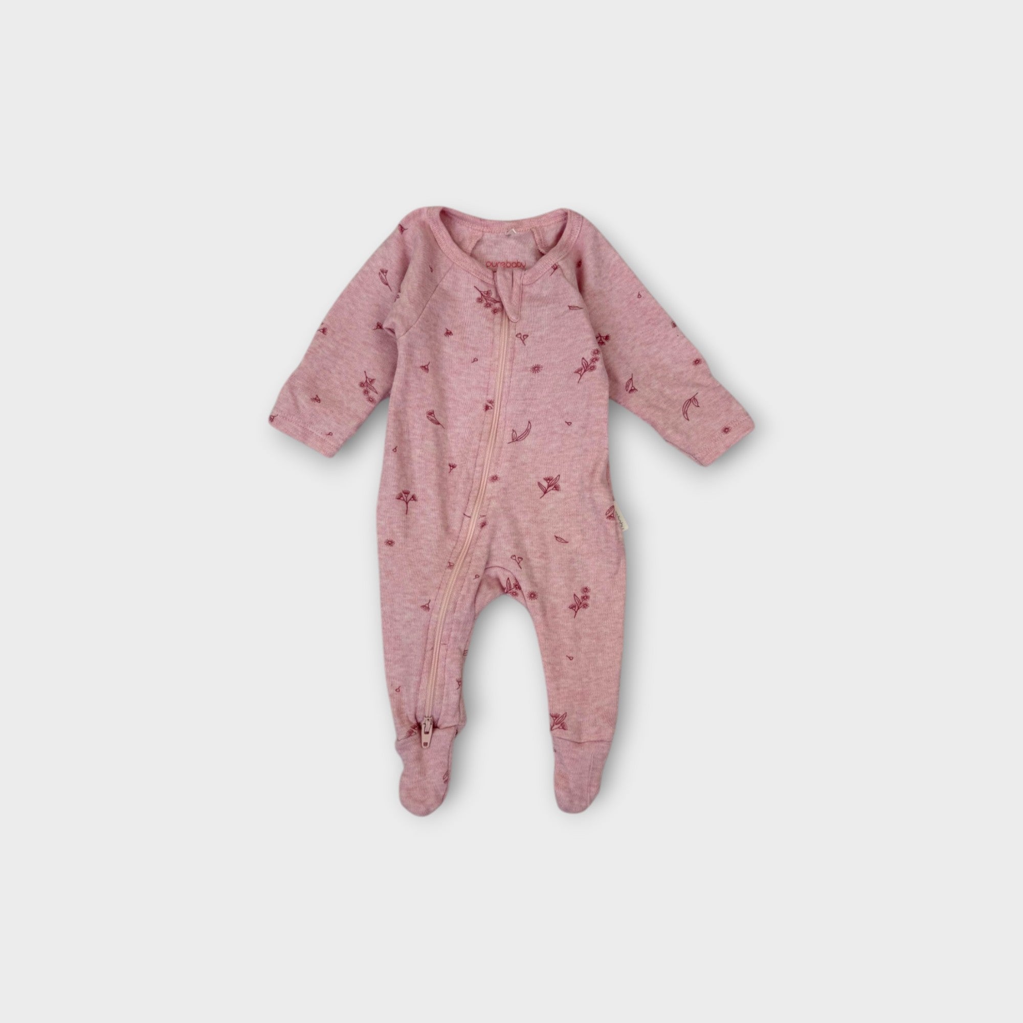 Purebaby Pink Wattle Onesie, Size 00000