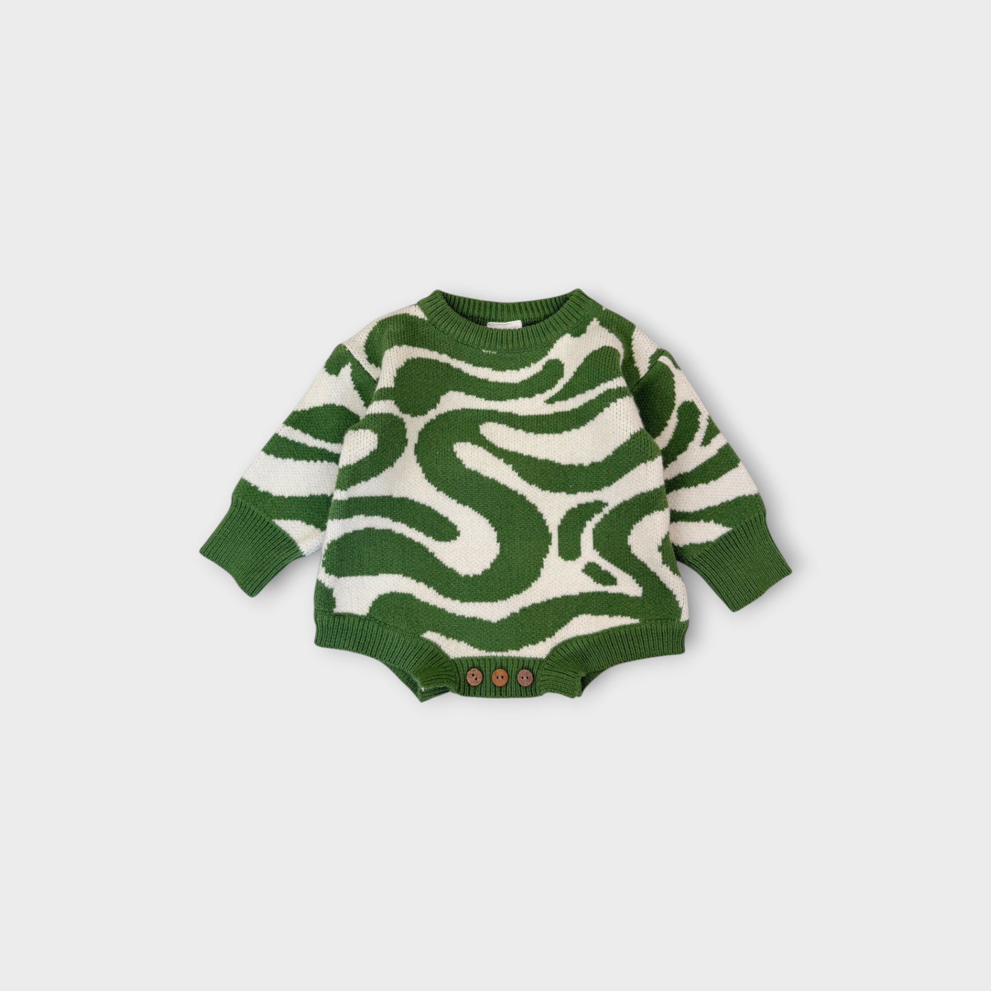 Mini Zali Green Swirl Romper, Size 000