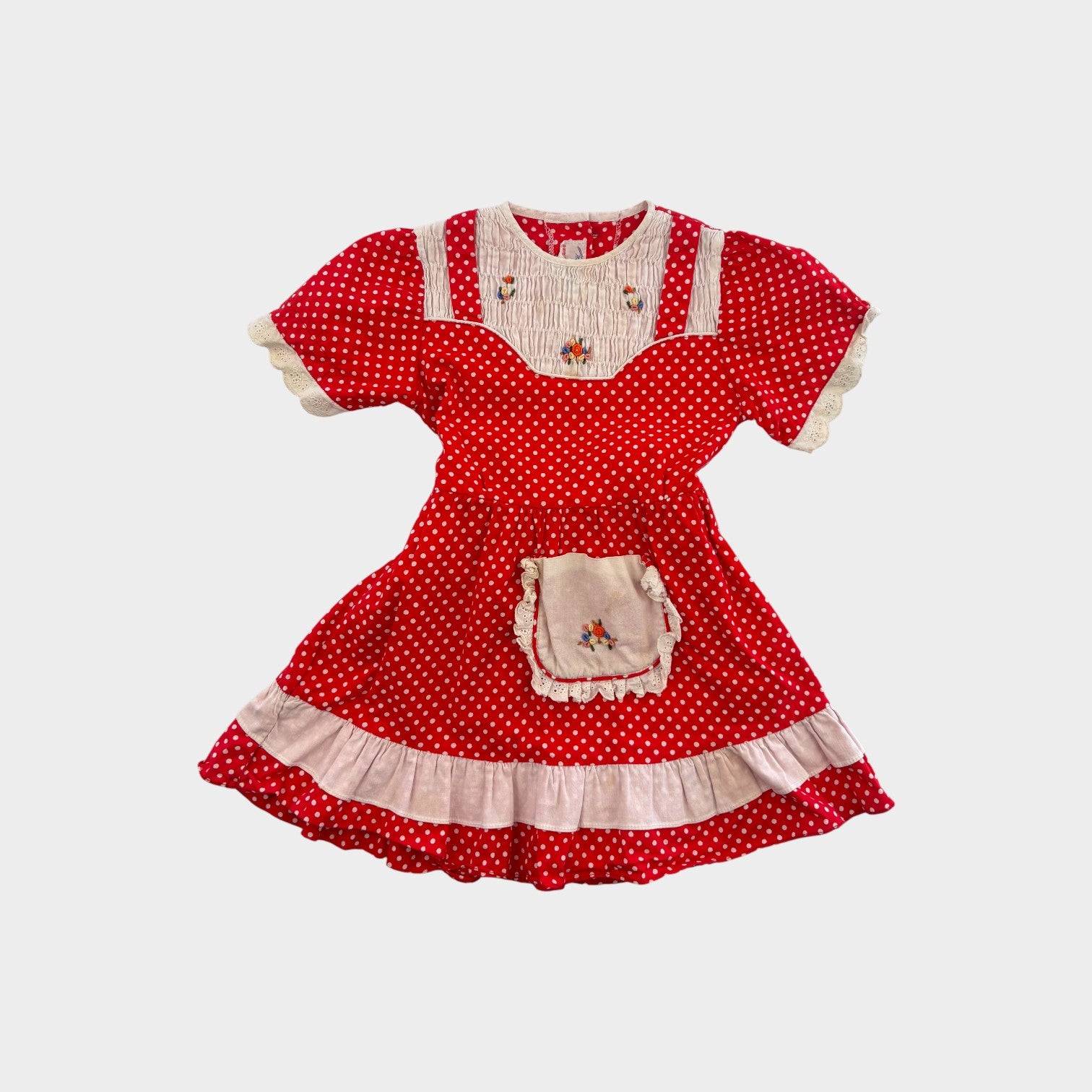 Vintage Polkadot Smock Dress, Size 3