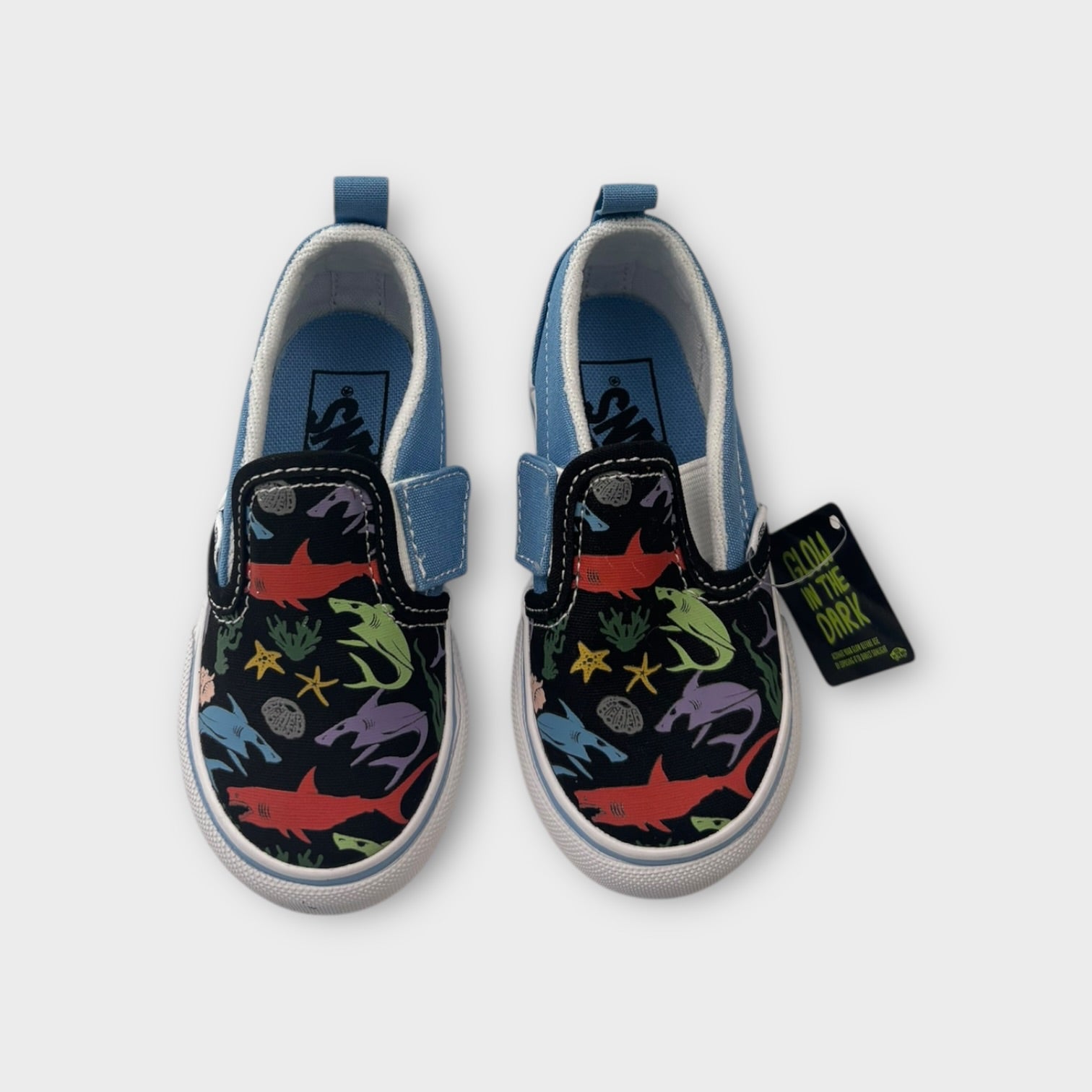 Vans Glow Sharks Slip Ons, Size EU 22