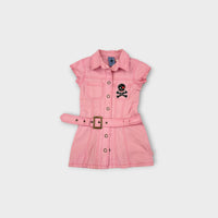 Retro Pumpkin Patch Pink Panel Belt Dress, Size 4