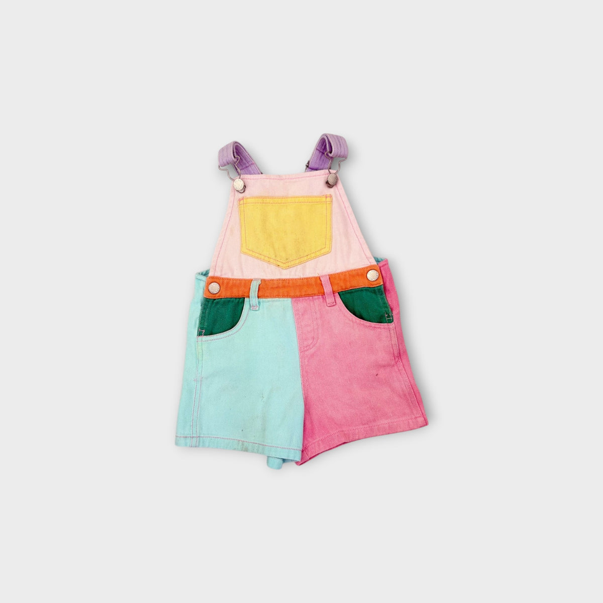 Gorman Playground Colour-Block Denim Shortalls, Size 2-3