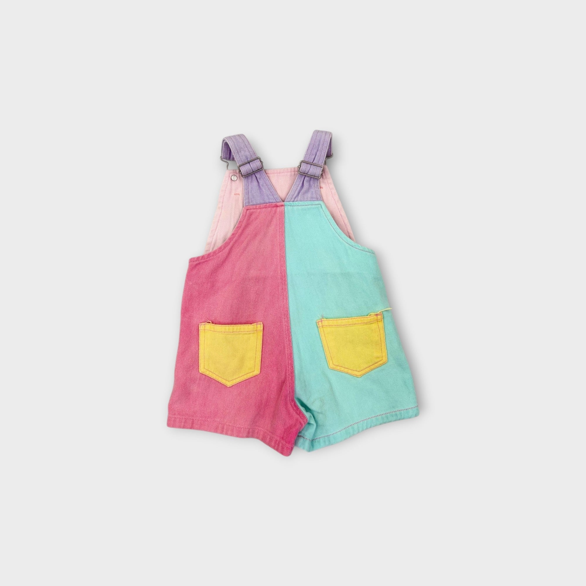 Gorman Playground Colour-Block Denim Shortalls, Size 2-3