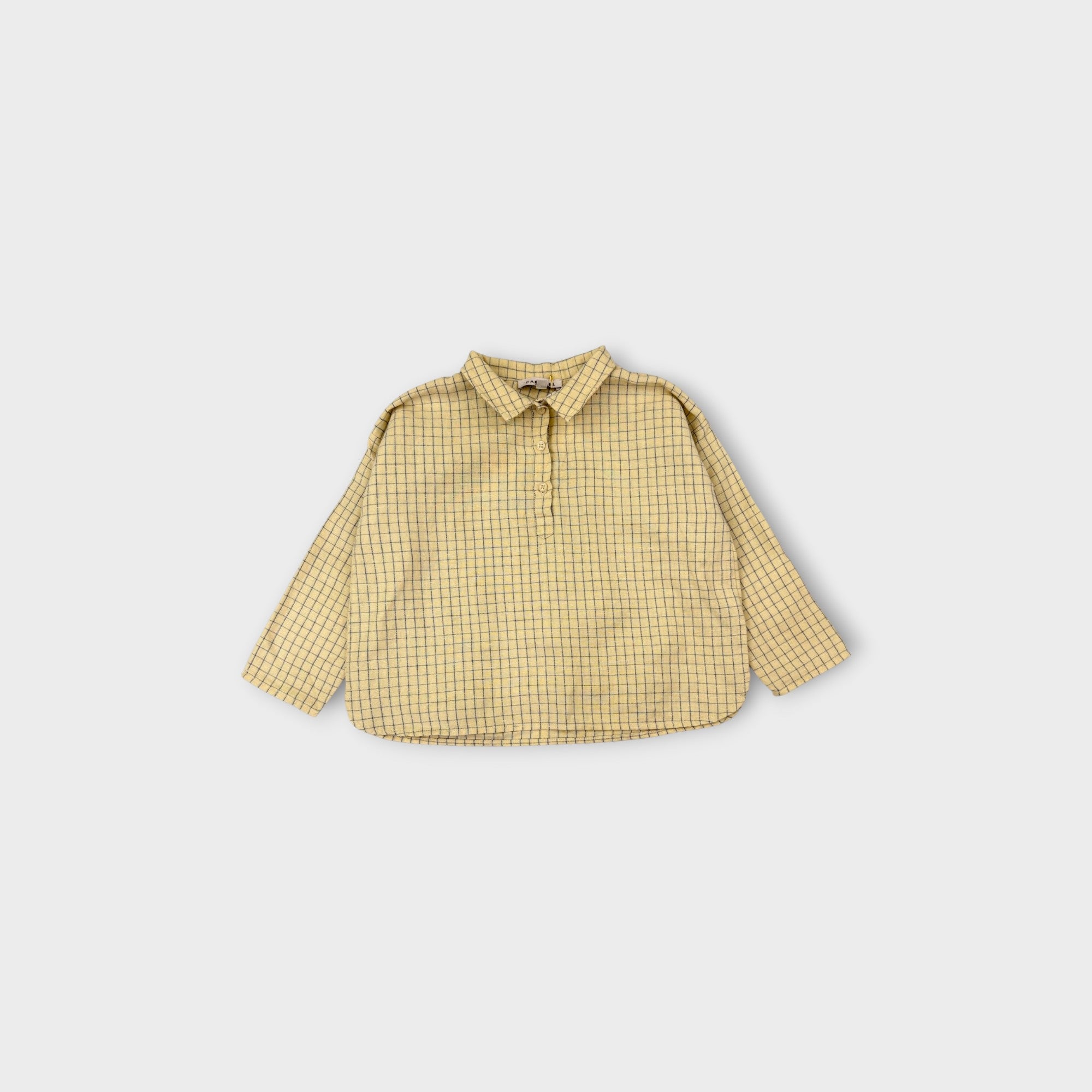 Yellow Check Caramel Shirt, Size 3