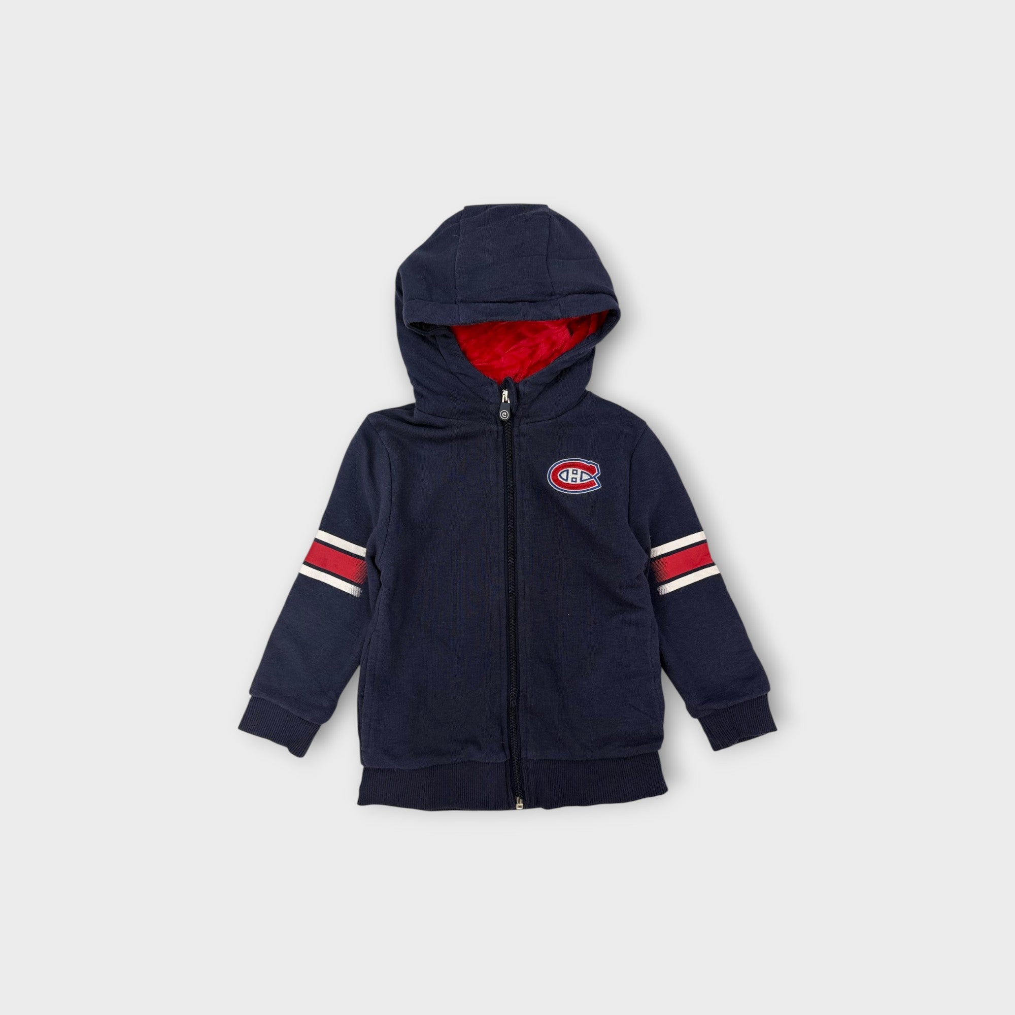 NHL Montreal Canadiens Zip-Up Hoodie 2 in 1 Jacket and Plushie, Size 4-5