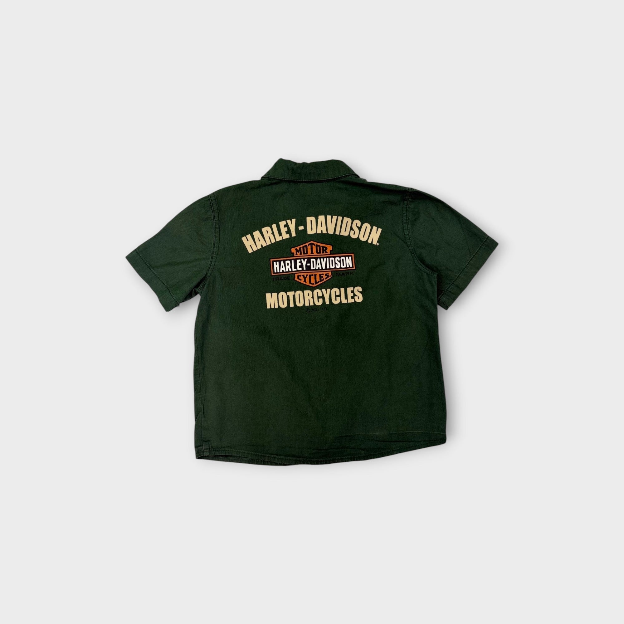Harley Davidson Green Short Sleeve Shirt, Size 4