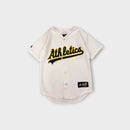Retro Majestic Oakland Athletics White Button-Up Baseball Jersey, Size 6-7