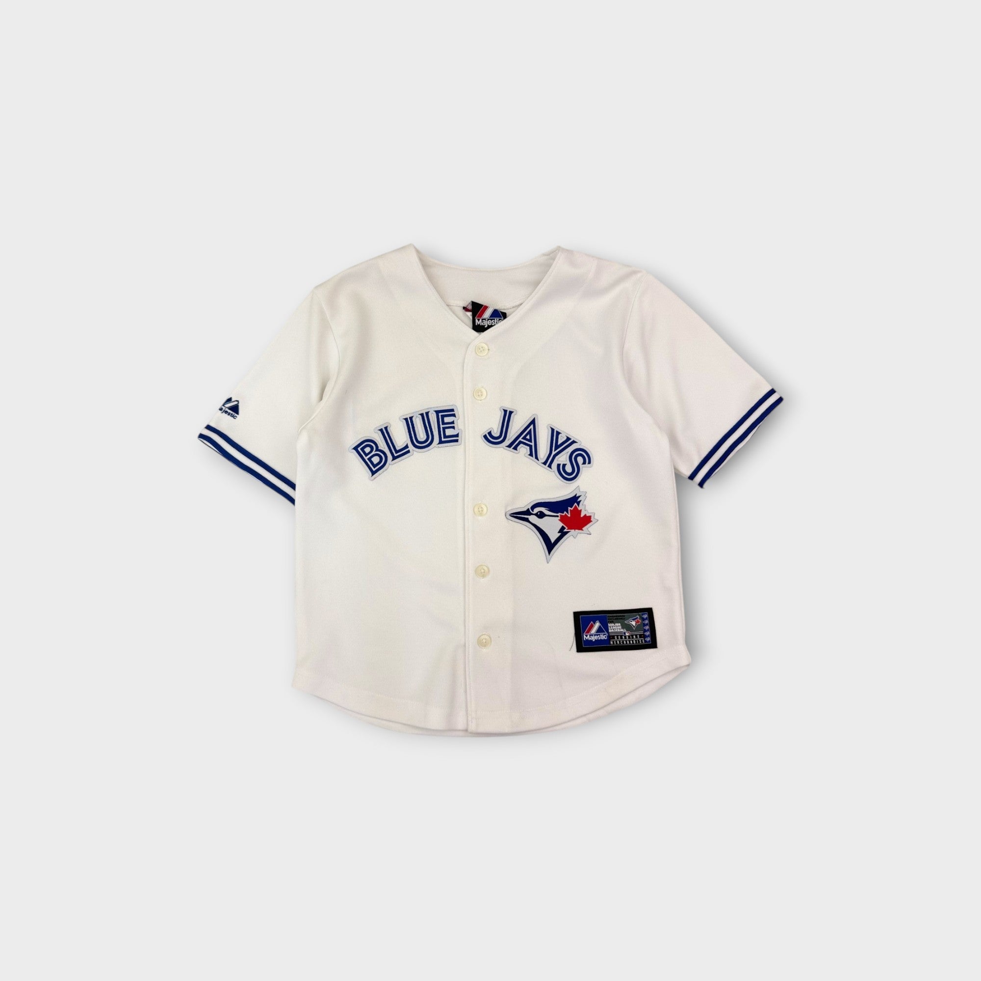 Majestic Toronto Blue Jays Button-Up Baseball Jersey, Size 5-6