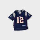 Retro Reebok New England Patriots Navy Brady #12 Jersey, Size 5-6