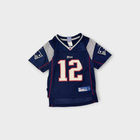 Retro Reebok New England Patriots Navy Brady #12 Jersey, Size 5-6
