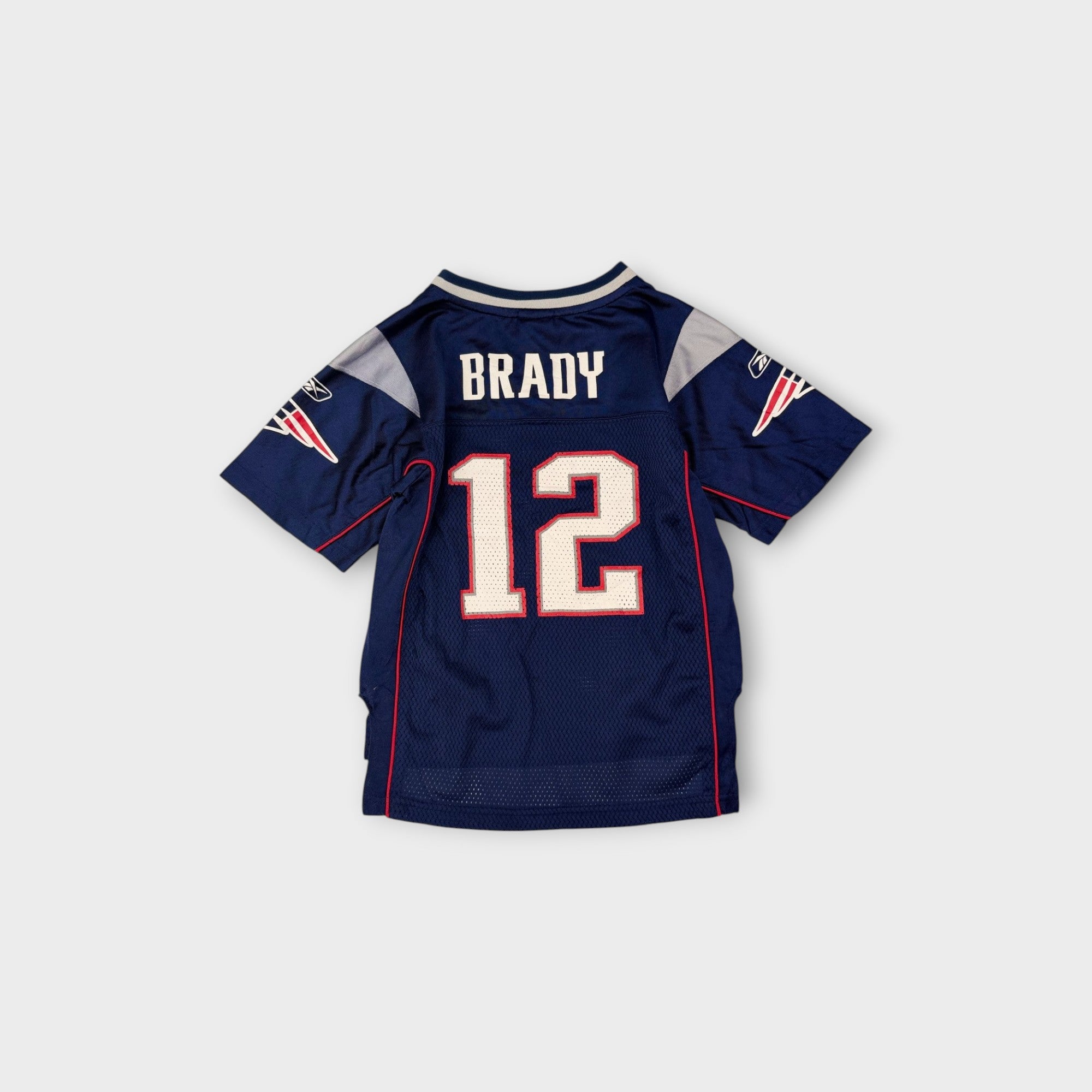 Retro Reebok New England Patriots Navy Brady #12 Jersey, Size 5-6