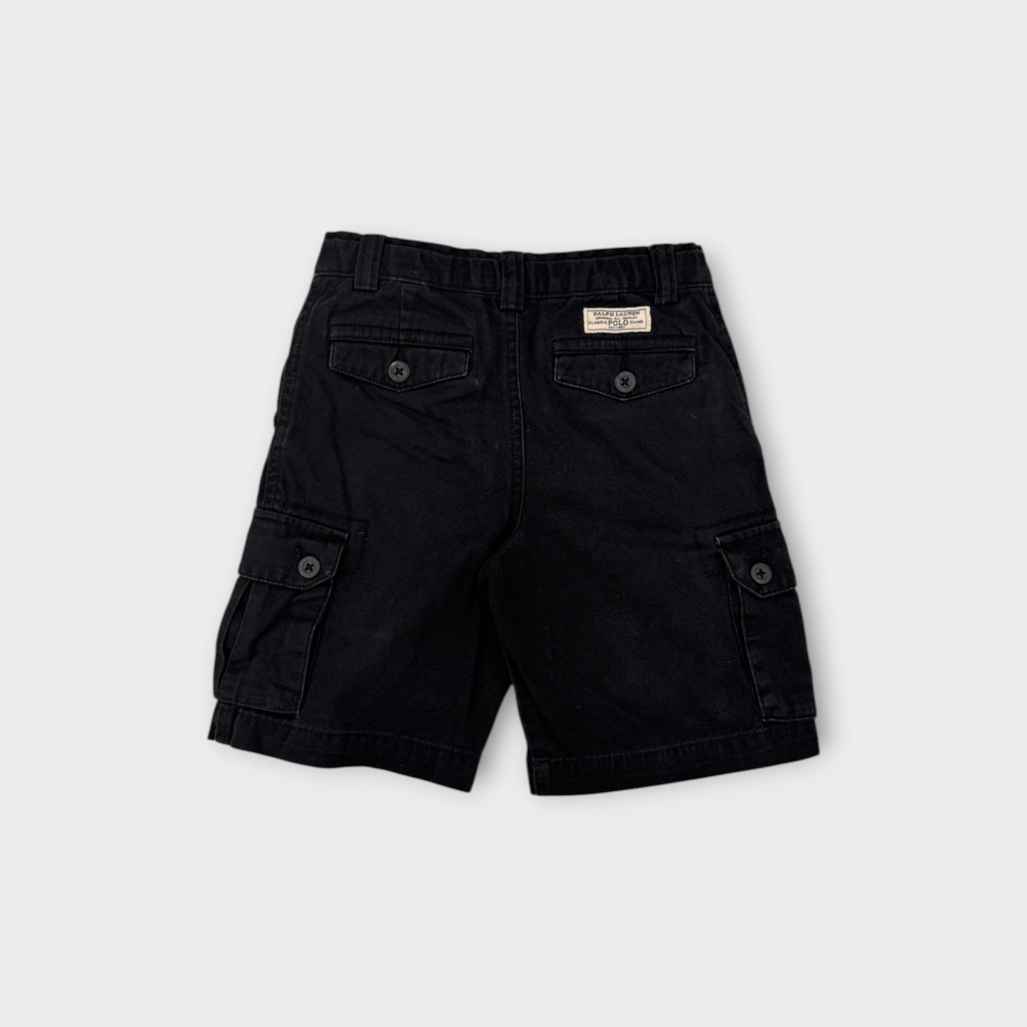 Retro Polo RL Black Cargo Shorts, Size 6