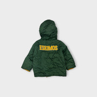 Retro Reebok Green & Yellow CFL Eskimos Puffer Jacket, Size 4