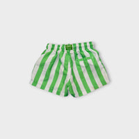 Green & White Stripe Swim Shorts, Size 4