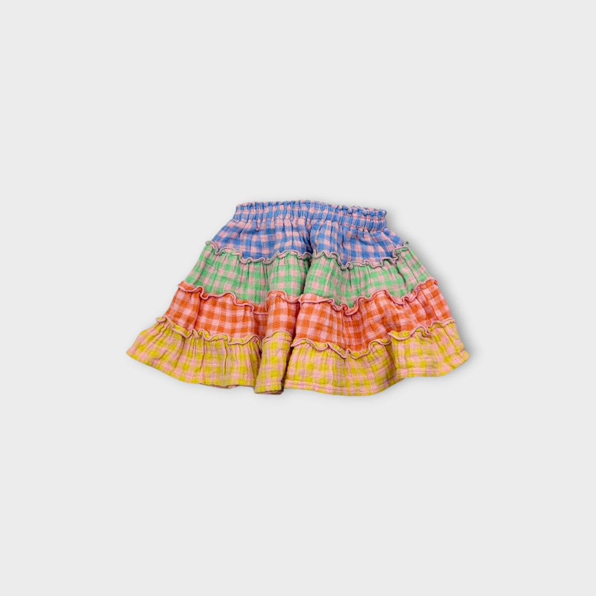 Rainbow Gingham Skirt, Size 3-4