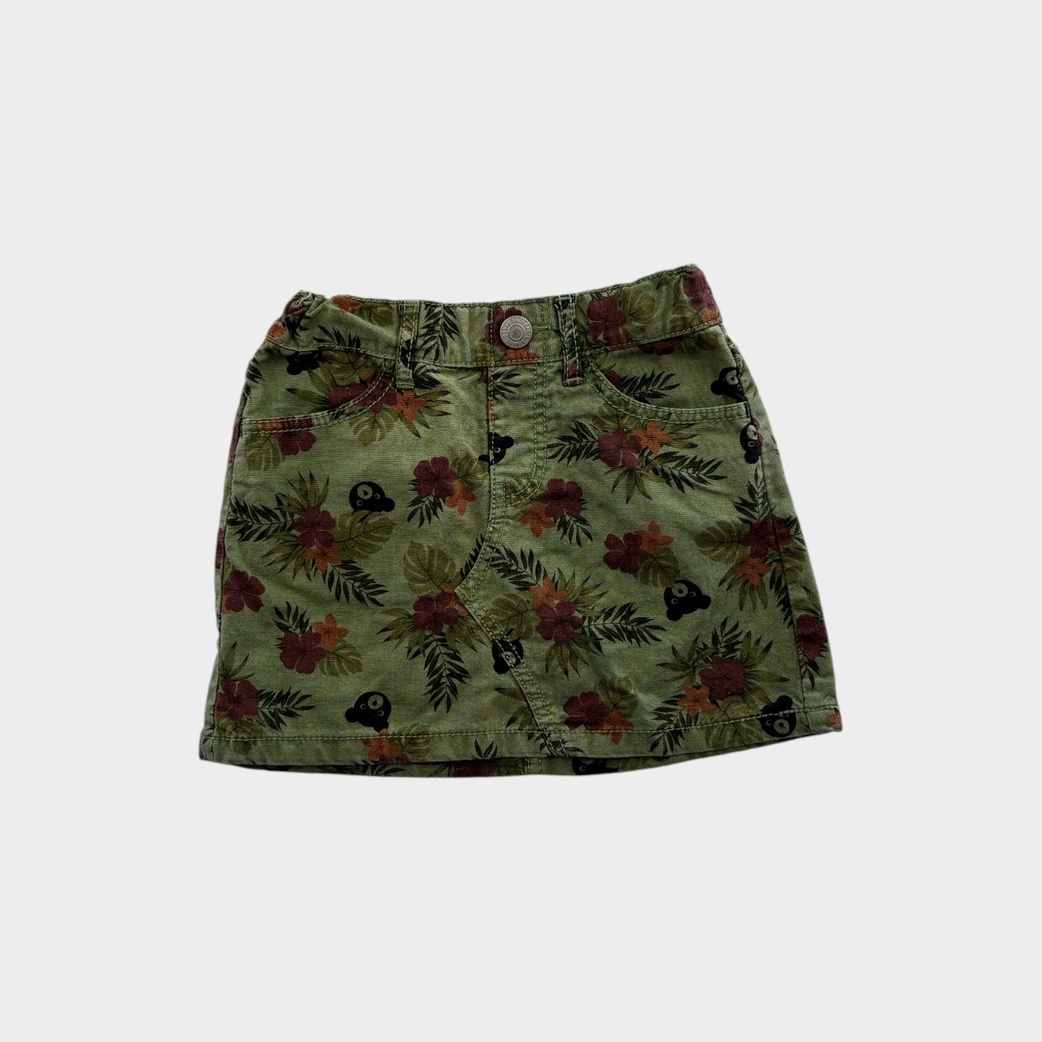 Green Tropical Denim Skirt, Size 5