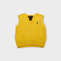 Retro Yellow Cable Knit RL Vest, Size 1