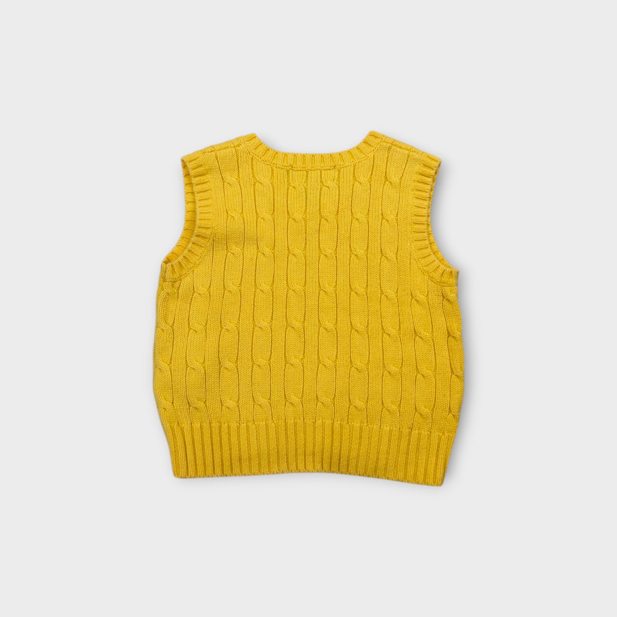 Retro Yellow Cable Knit RL Vest, Size 1