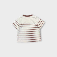 White & Brown Stripe T-Shirt, Size 3