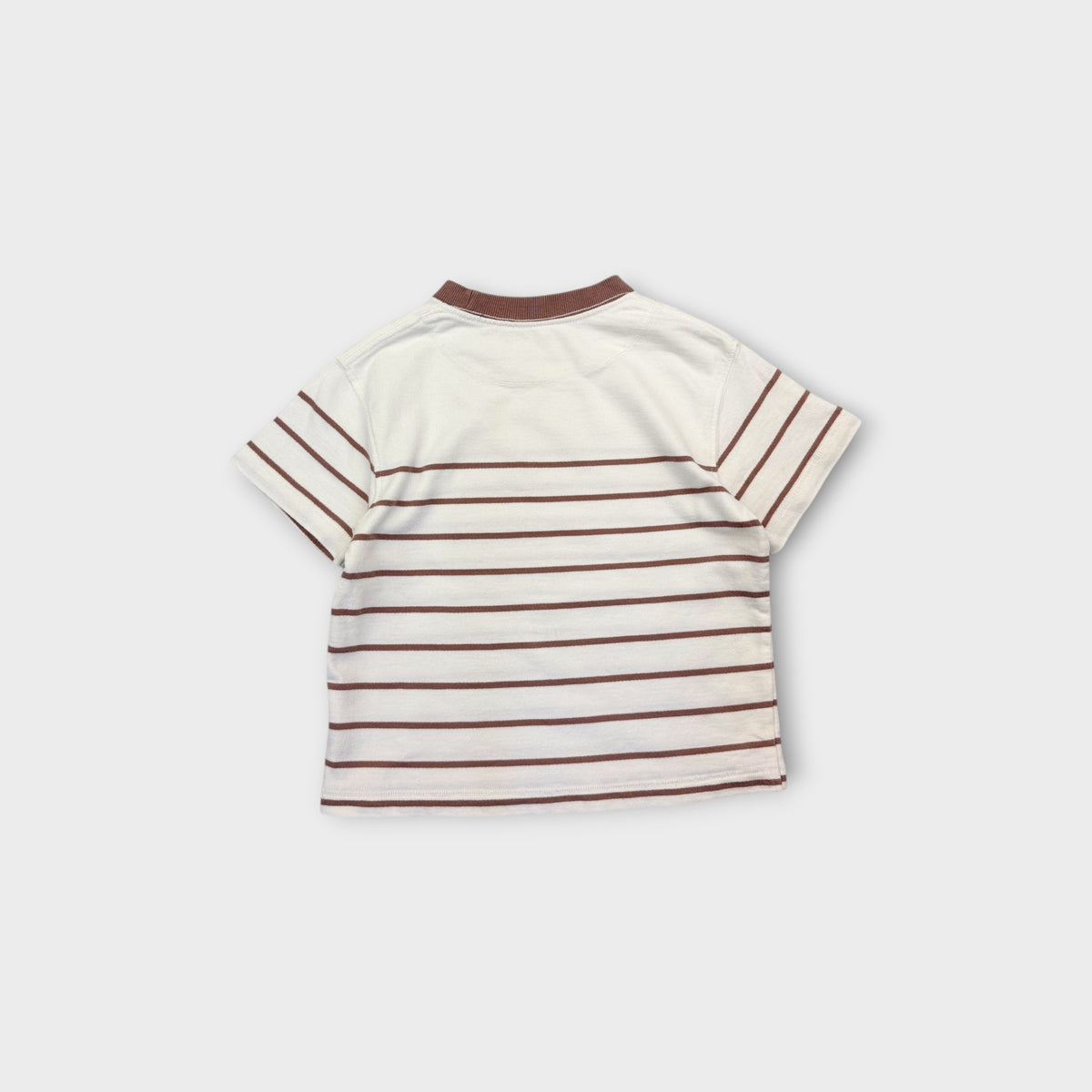 White & Brown Stripe T-Shirt, Size 3