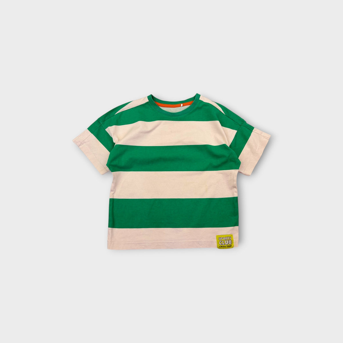 Green & White Stripe T-Shirt, Size 4-5