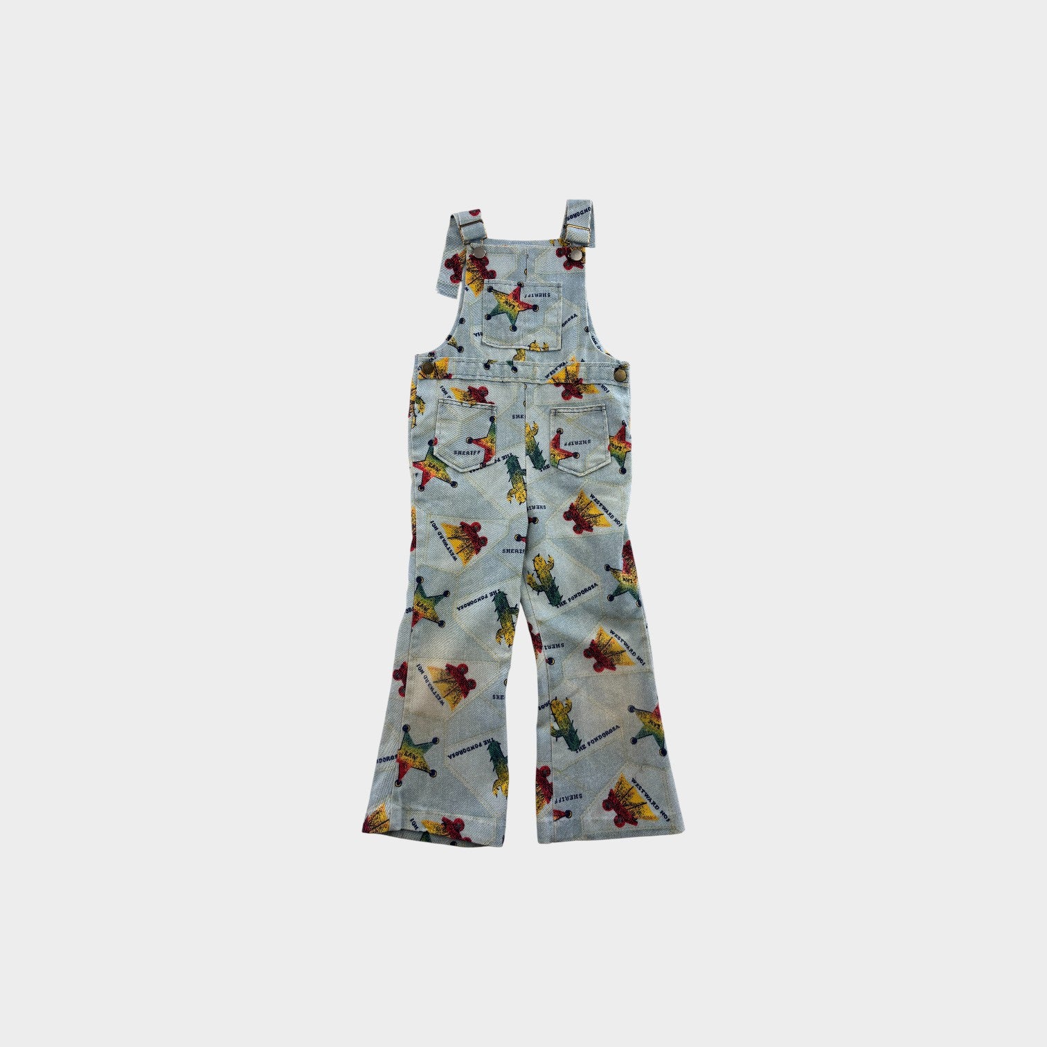 Vintage Western Sheriff Print Overalls, Size 5-6